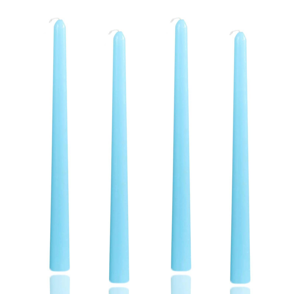 4x Blue Tapered Dinner Candles 25cm - Unscented (Tall Wedding Table Candles)
