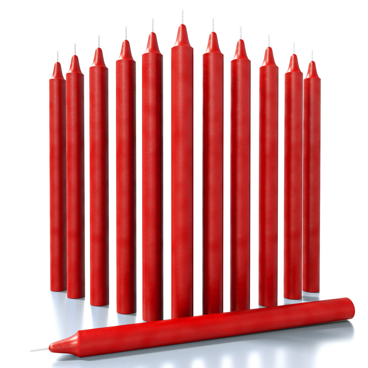 48x Red Tapered Dinner Candles 25cm Bulk Pack - Unscented (Tall Wedding Table Candles)