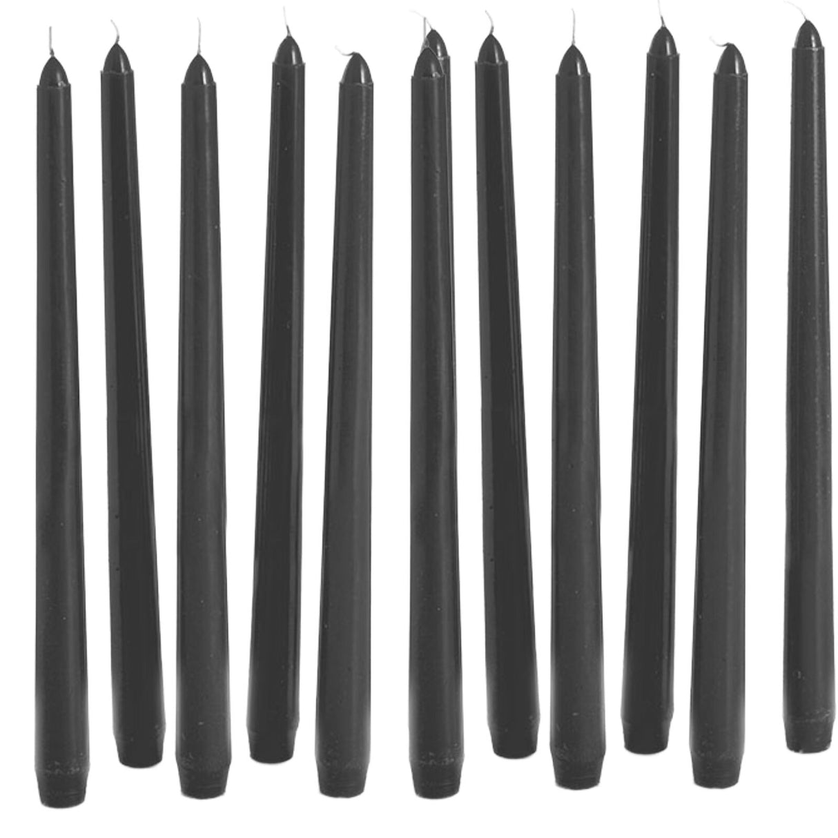 48x Black Tapered Dinner Candles 25cm Bulk Pack - Unscented (Tall Wedding Table Candles)