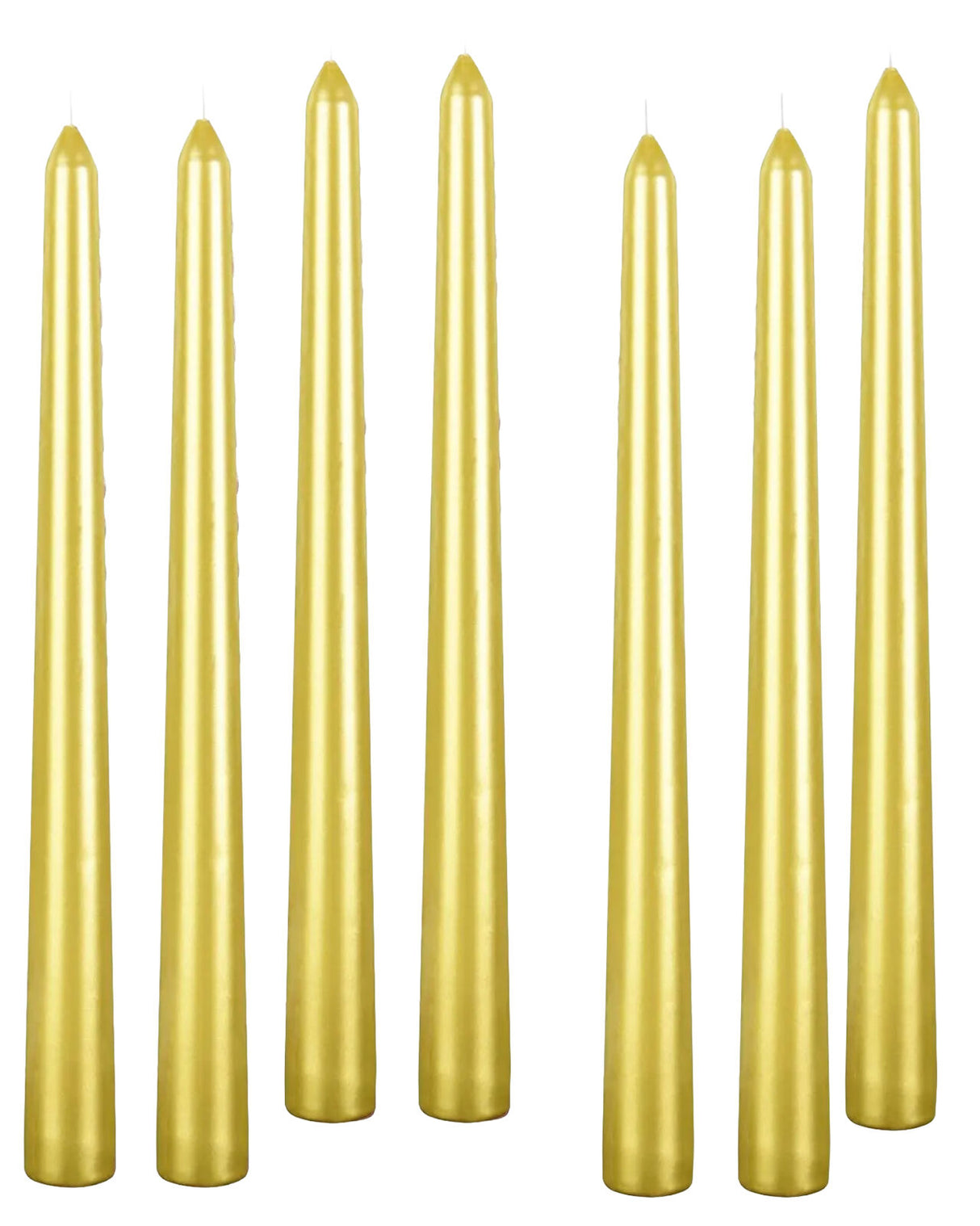 48x Tapered Dinner Candles Unscented Taper Wedding Candle 25cm in Metallic Gold