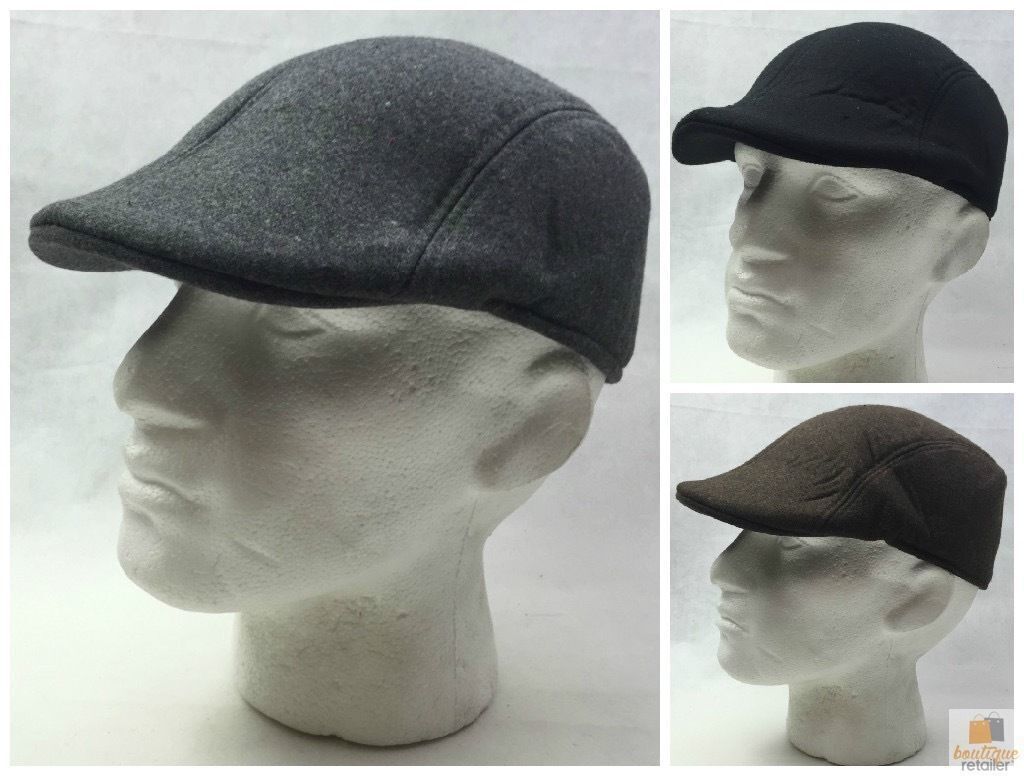 Mens Driving Cabbie Hat Gatsby 20s Ivy Cap Flat sboy Sun Flat Plain Colours - Brown