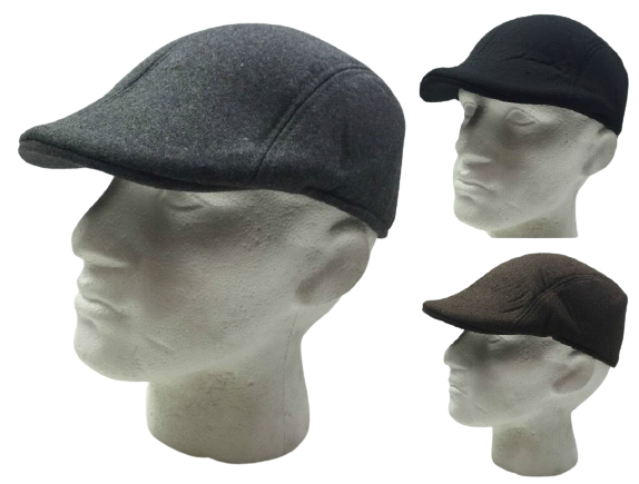 Mens Driving Cabbie Hat Gatsby 20s Ivy Cap Flat sboy Sun Flat Plain Colours - Black