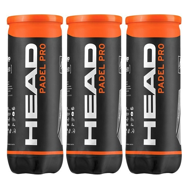3x Head Padel Pro WPT Padel Balls Bulk Pack - 3 Cans of 3 Balls (9 Balls Total)