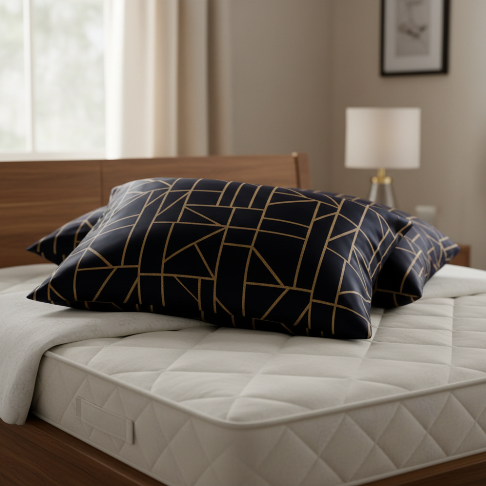 King Comforter Full Set w/ Fitted Sheet, 4 Pillow Covers & Comfofter - Geometric Black (6 Piece Set)