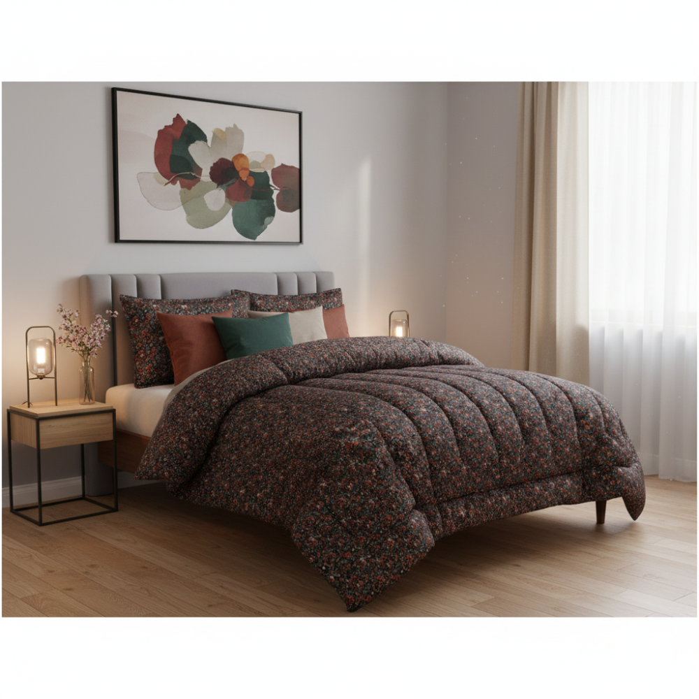 Queen Comforter Full Set w/ Fitted Sheet, 4 Pillow Covers & Comforter - Matilda (6 Piece Set)
