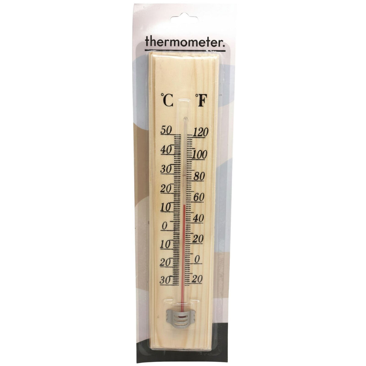 27cm Wooden Thermometer Indoor Outdoor Glass Wall Hanging Room Sensor Jumbo - Wood