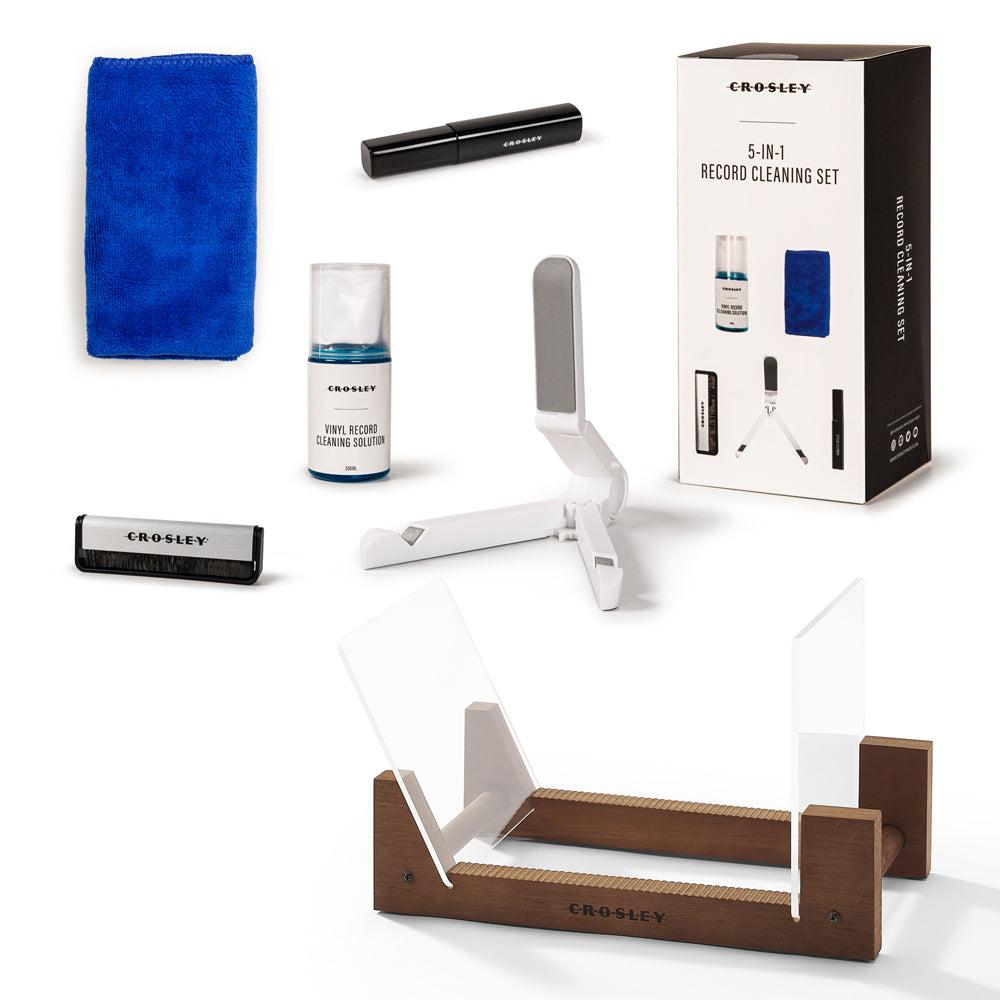 Crosley 5 In 1 Record Cleaning Set & Record Storage Display Stand Bundle