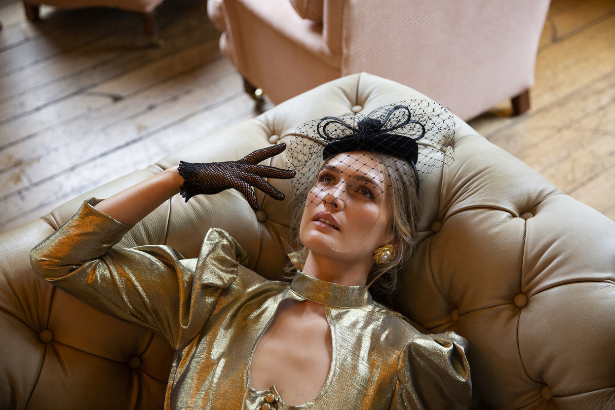 Dents Womens Hand Crochet Gloves - Black