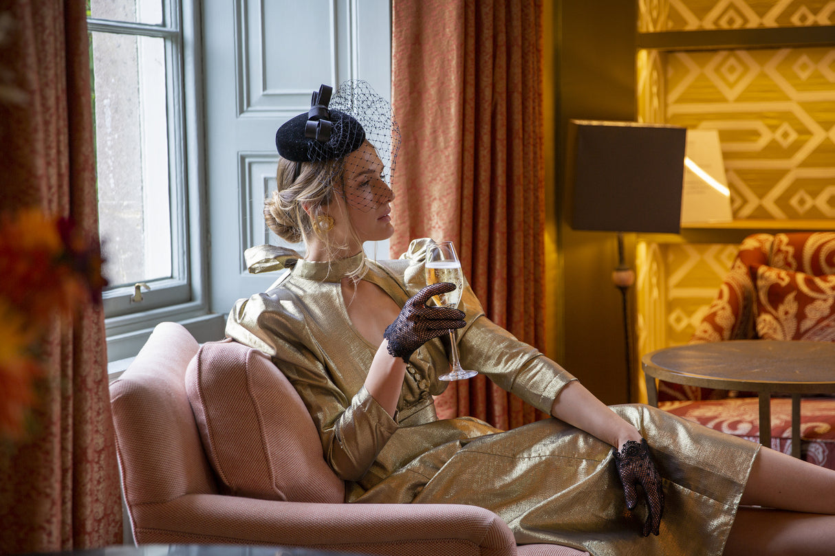 Dents Womens Hand Crochet Gloves - Black