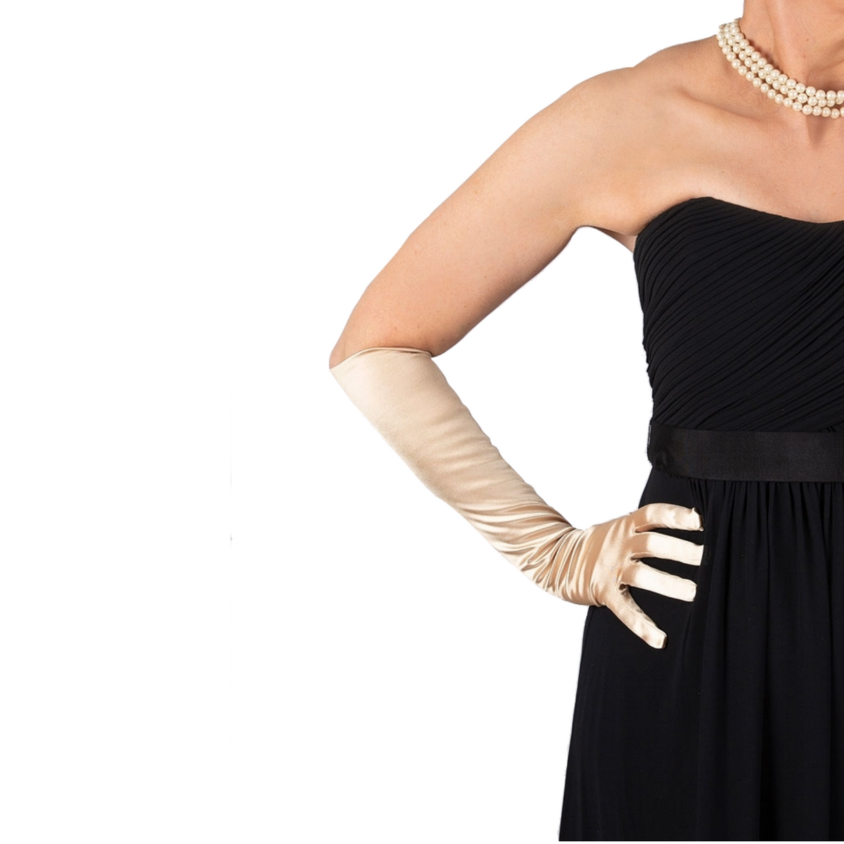 Dents Womens Long Above Elbow Satin Gloves - Gold