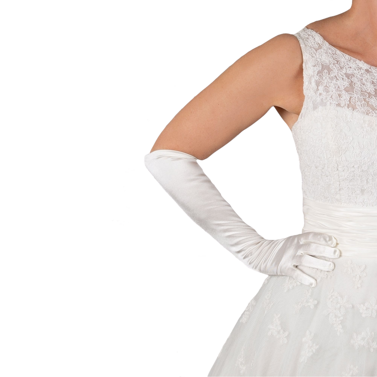 Dents Womens Long Above Elbow Satin Gloves - Silver Grey