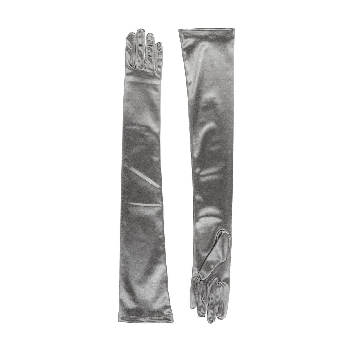 Dents Womens Long Opera Satin Gloves in Pewter
