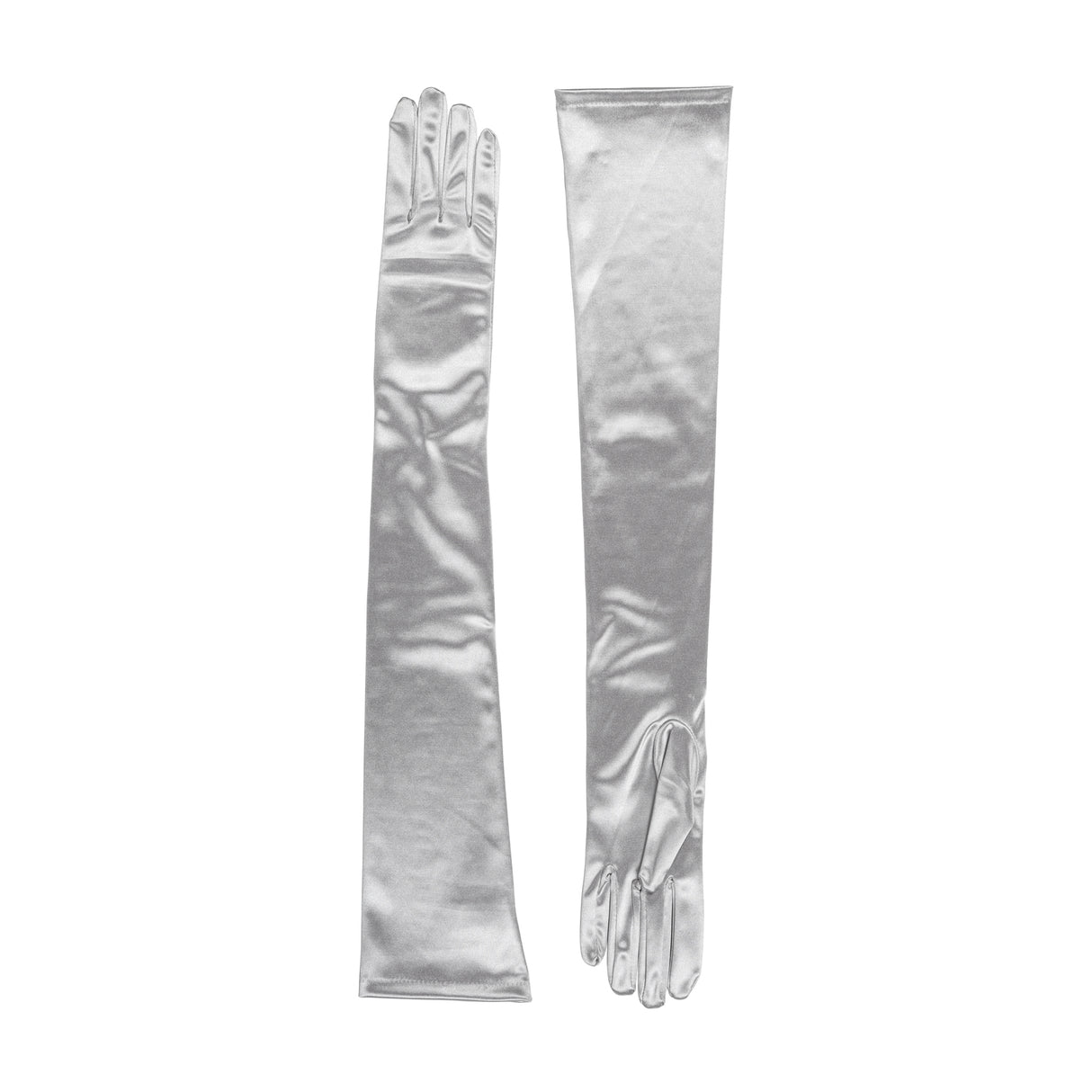 Dents Womens Long Opera Satin Gloves in Silver Grey