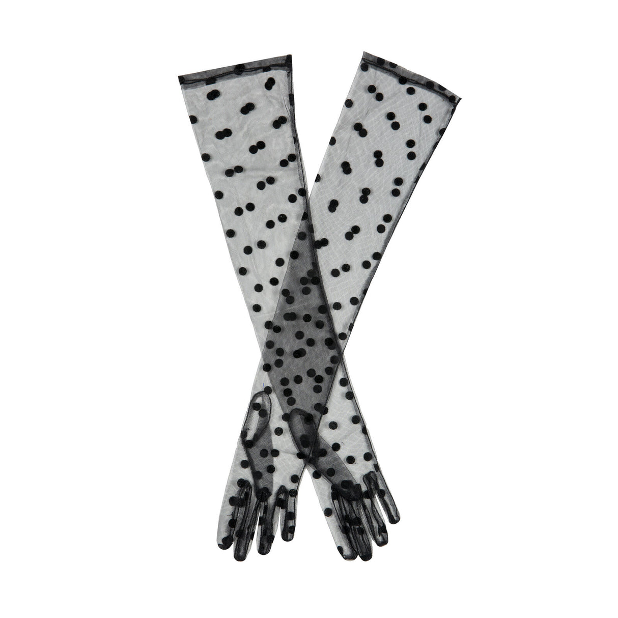 Dents Women’s Long Opera Spotty Tulle Gloves in Black