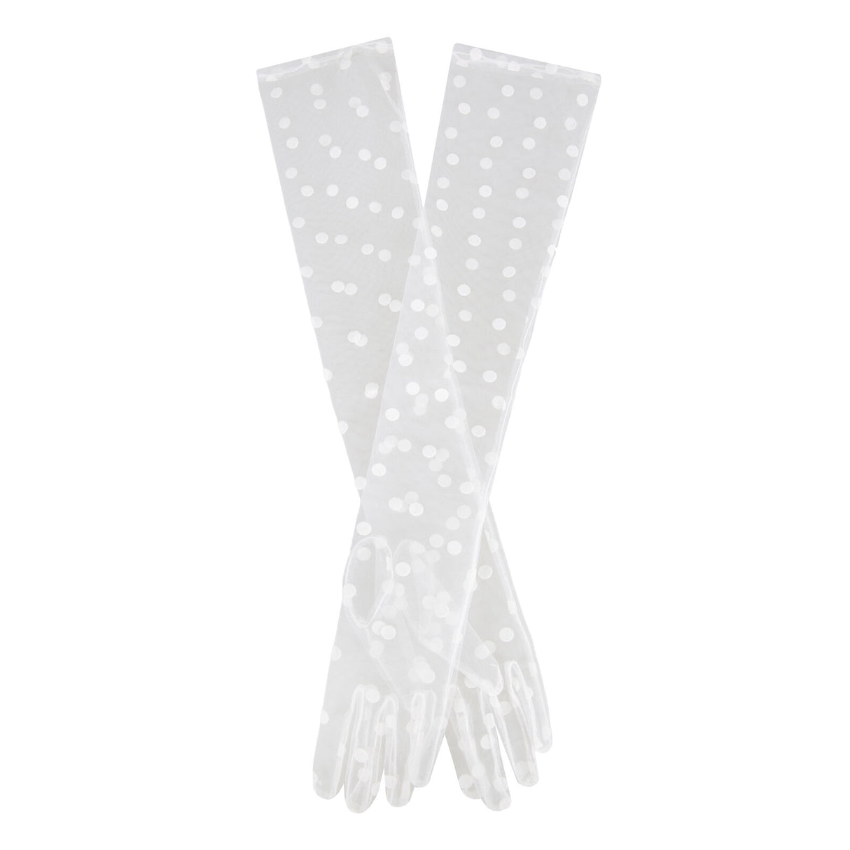 Dents Lila Women’s Long Opera Spotty Tulle Gloves in Ivory