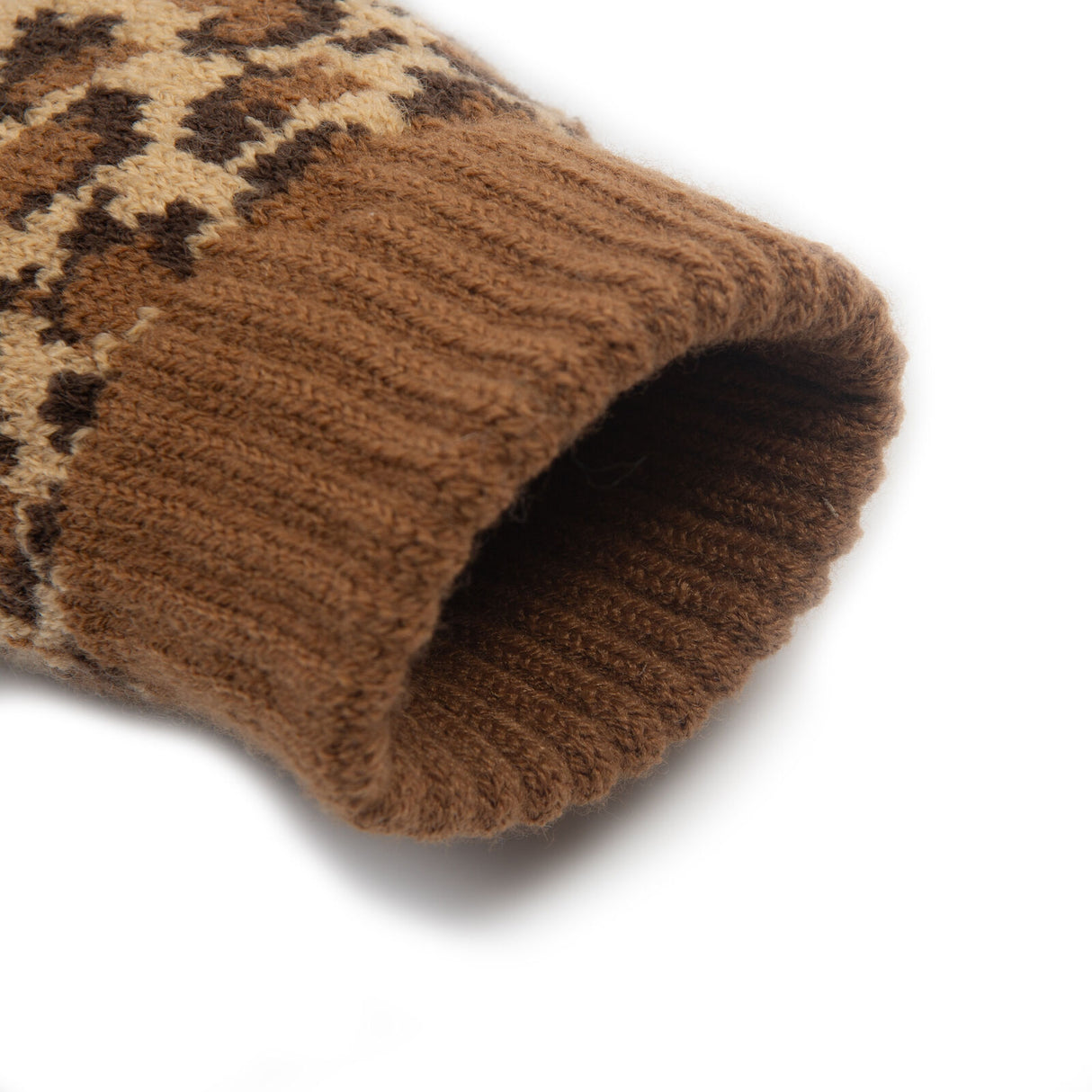 Dents Women’s Jacquard Knitted Gloves with Leopard Print Pattern - Tan