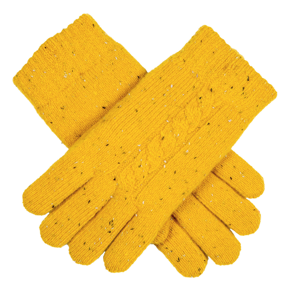 Dents Women’s Cable Knit Gloves with Marl Yarn - Yellow