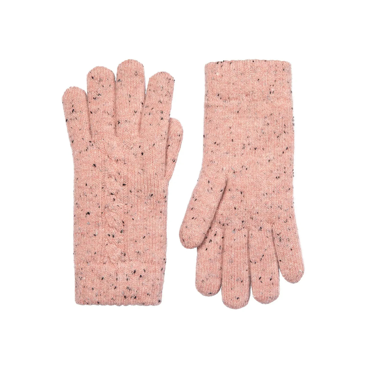 Dents Womens Cable Knit Gloves with Marl Yarn - Pink