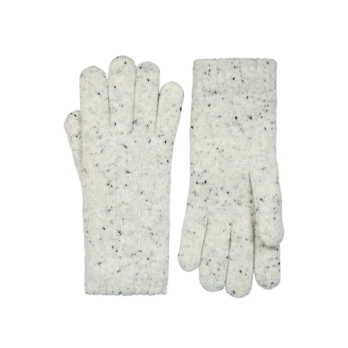 Dents Womens Cable Knit Gloves with Marl Yarn - White