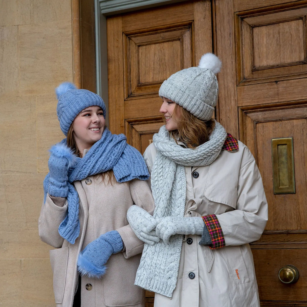 Dents Womens Cable Knit Gloves with Marl Yarn - White