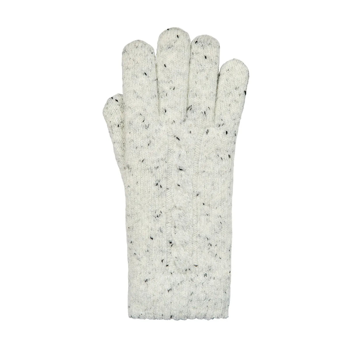 Dents Womens Cable Knit Gloves with Marl Yarn - White
