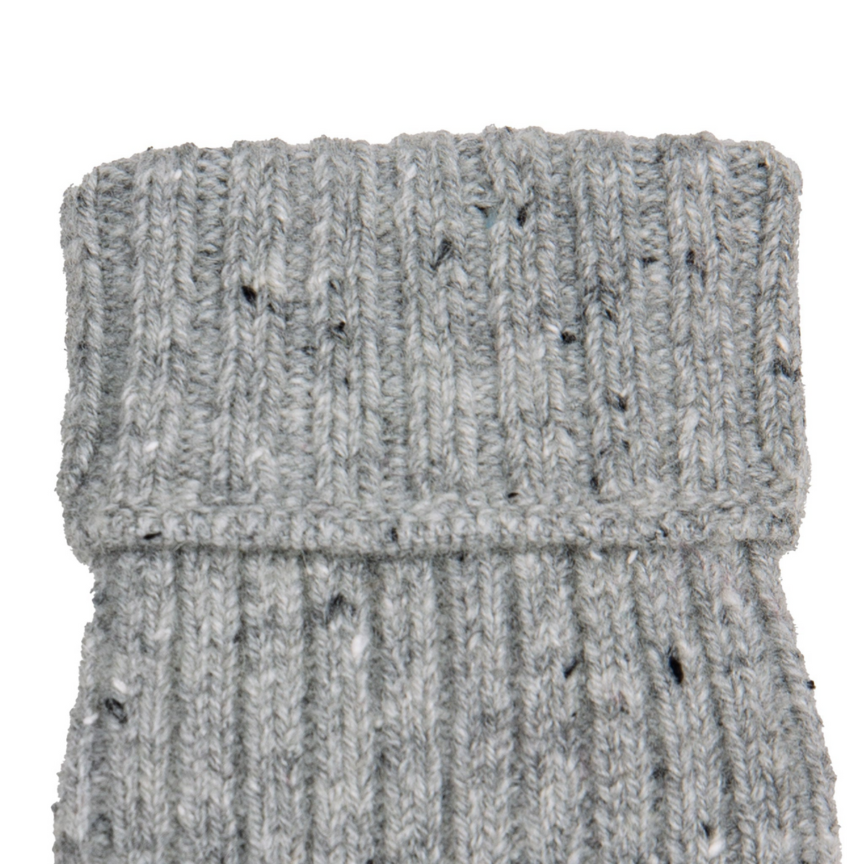 Dents Womens Ribbed Knit Wool Blend Fingerless Gloves w/ Mitten Flap - Dove Grey (Marl Yarn)
