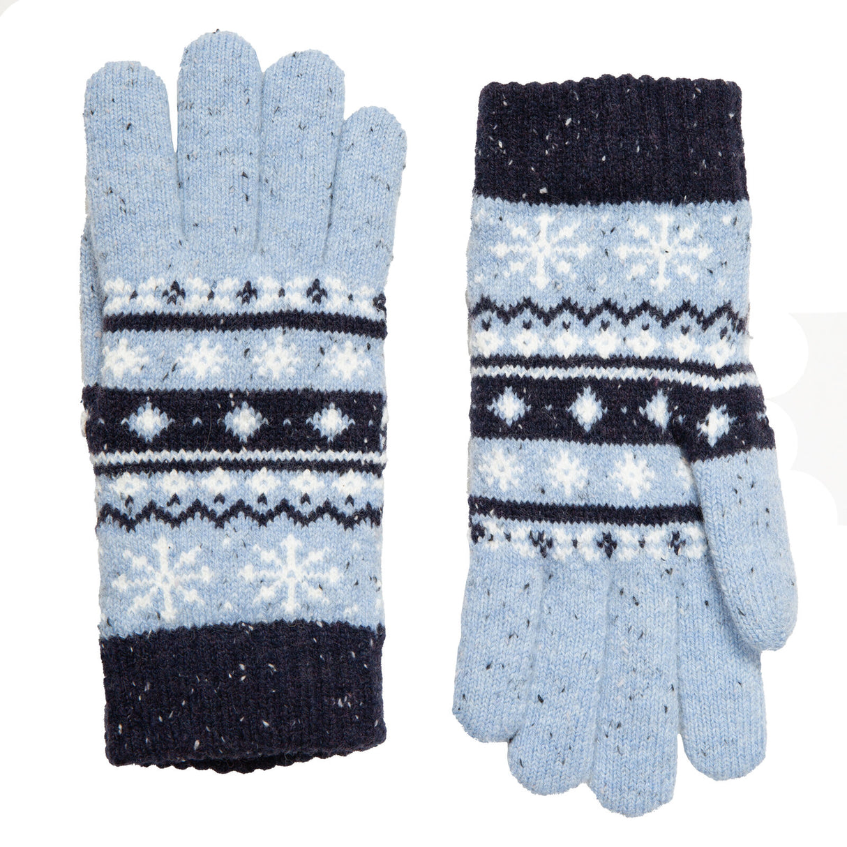 Dents Womens Jacquard Fair Isle Marle Yarn Knitted Gloves - Cornflower Blue