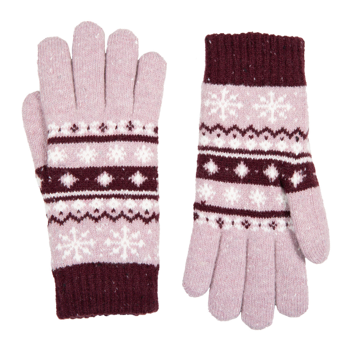 Dents Womens Jacquard Fair Isle Marle Yarn Knitted Gloves - Lilac