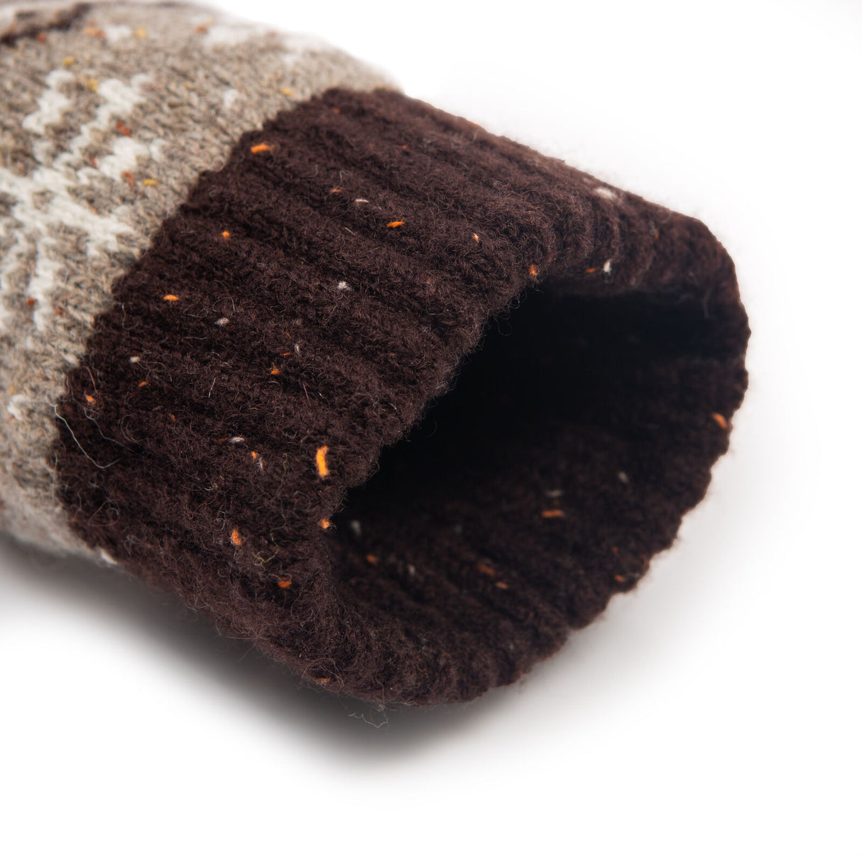 Dents Womens Jacquard Fair Isle Marle Yarn Knitted Gloves - Oatmeal