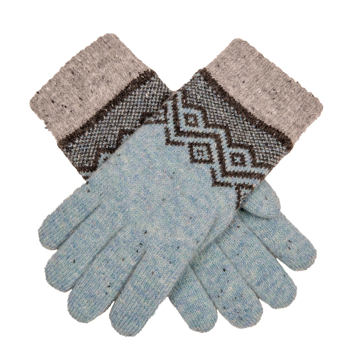 Dents Women’s Knitted Gloves with Geometric Pattern - Grey/Brown