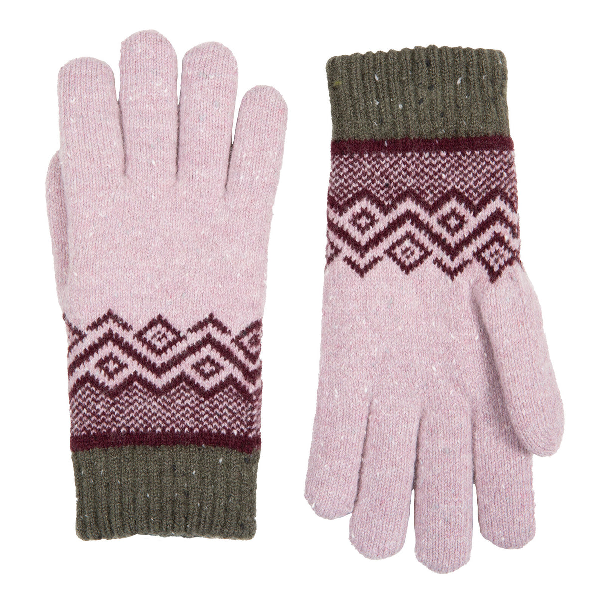 Dents Women’s Knitted Gloves with Geometric Pattern - Lilac