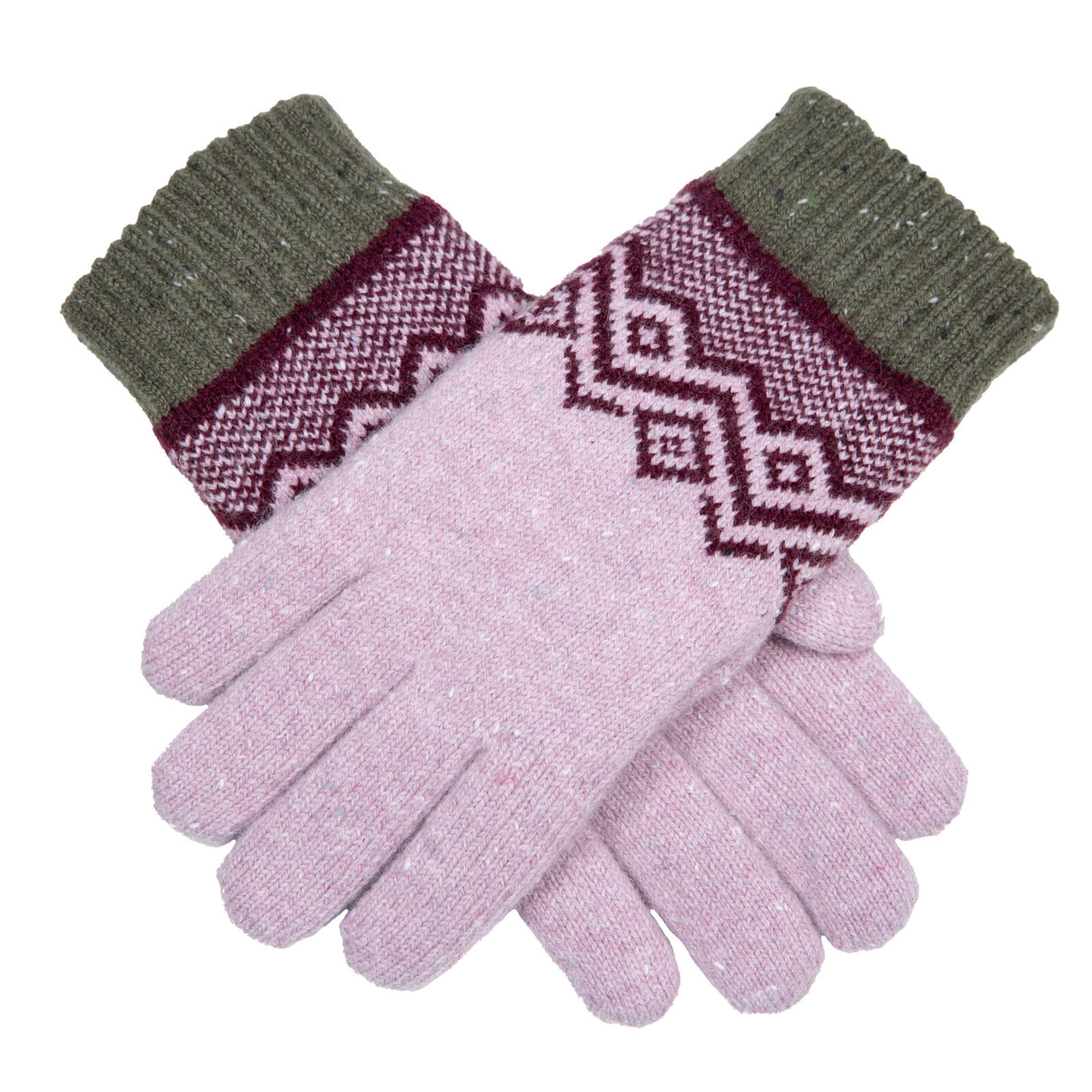 Dents Women’s Knitted Gloves with Geometric Pattern - Lilac