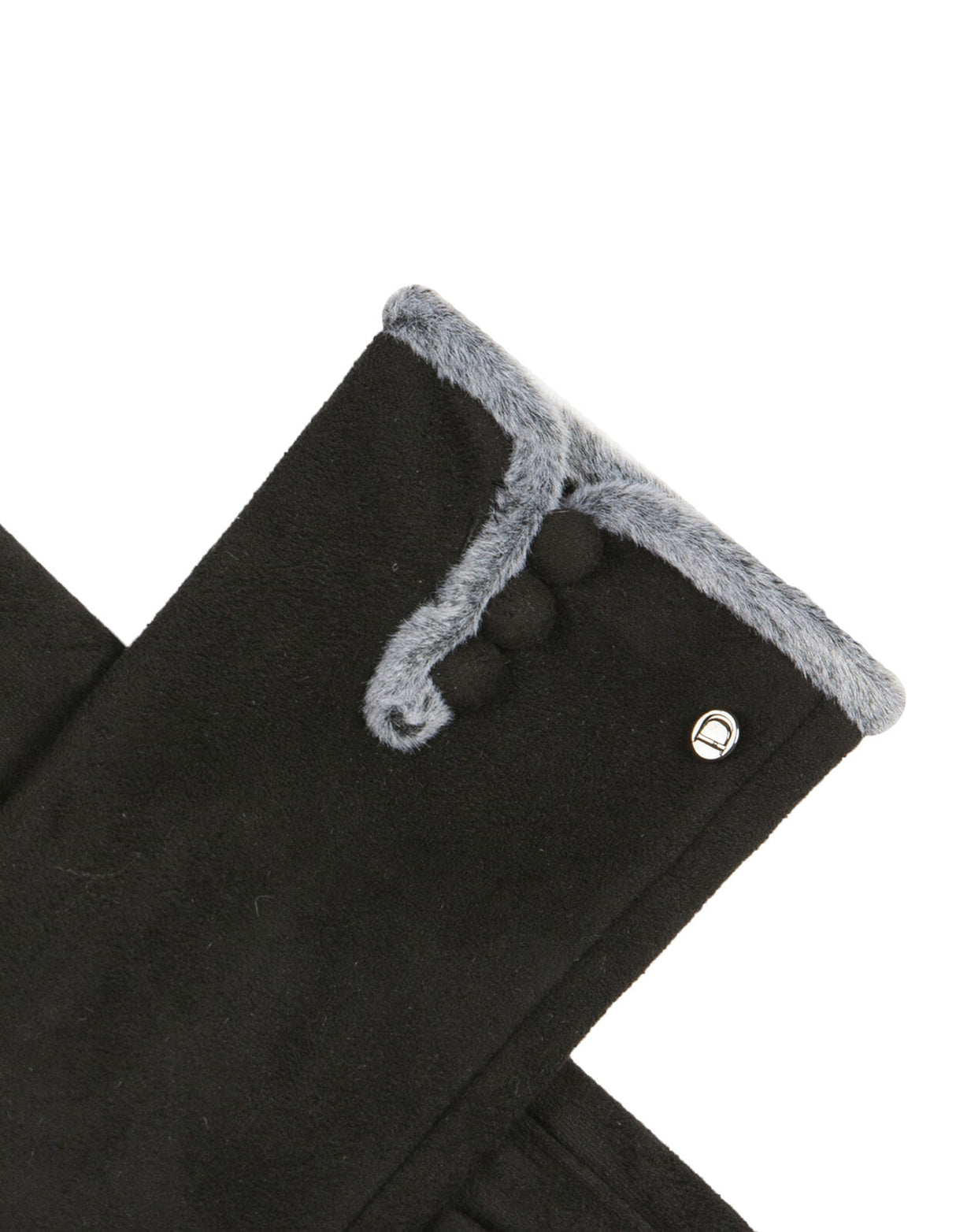 Dents Womens Soft Feel Touchscreen Gloves with Faux Fur and Button Trim - Black