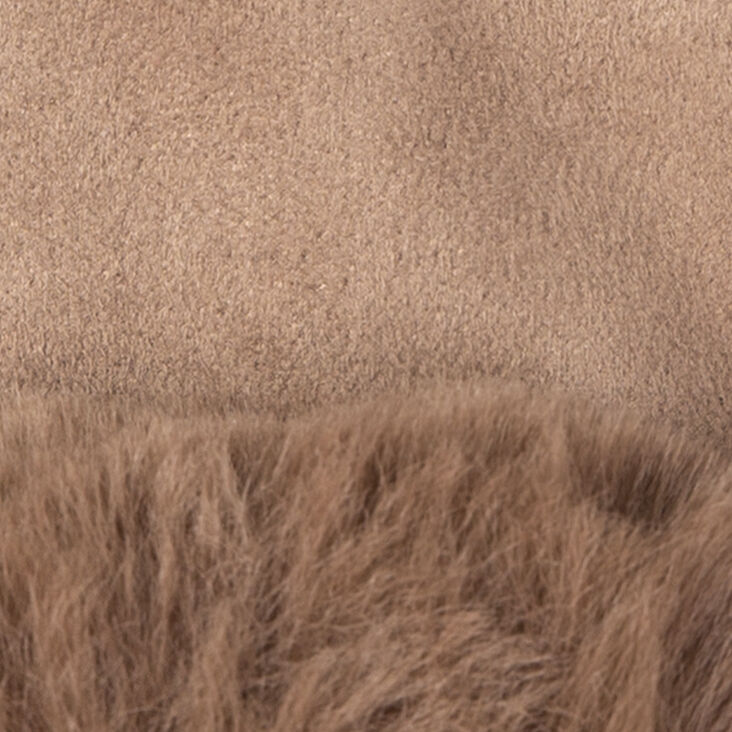 Dents Women's Touchscreen Velour-Lined Faux Suede Gloves with Faux Fur Cuffs - Brown