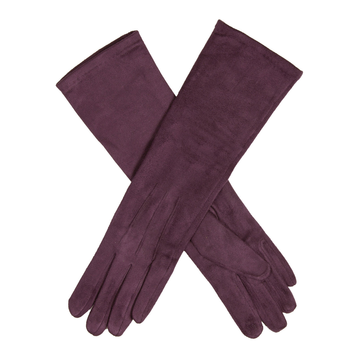 Dents Women’s Touchscreen Long Below-Elbow Velour-Lined Faux Suede Gloves - Plum Red