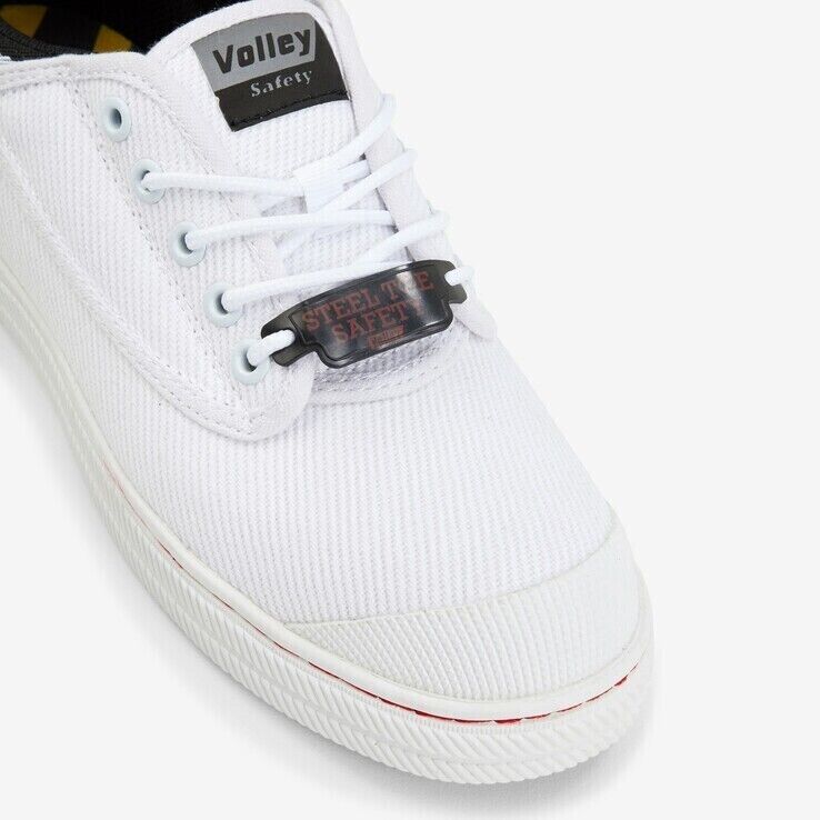 Volley Steel Cap Mens Shoes - White/Black (Original Safety Sneakers For Tradies)