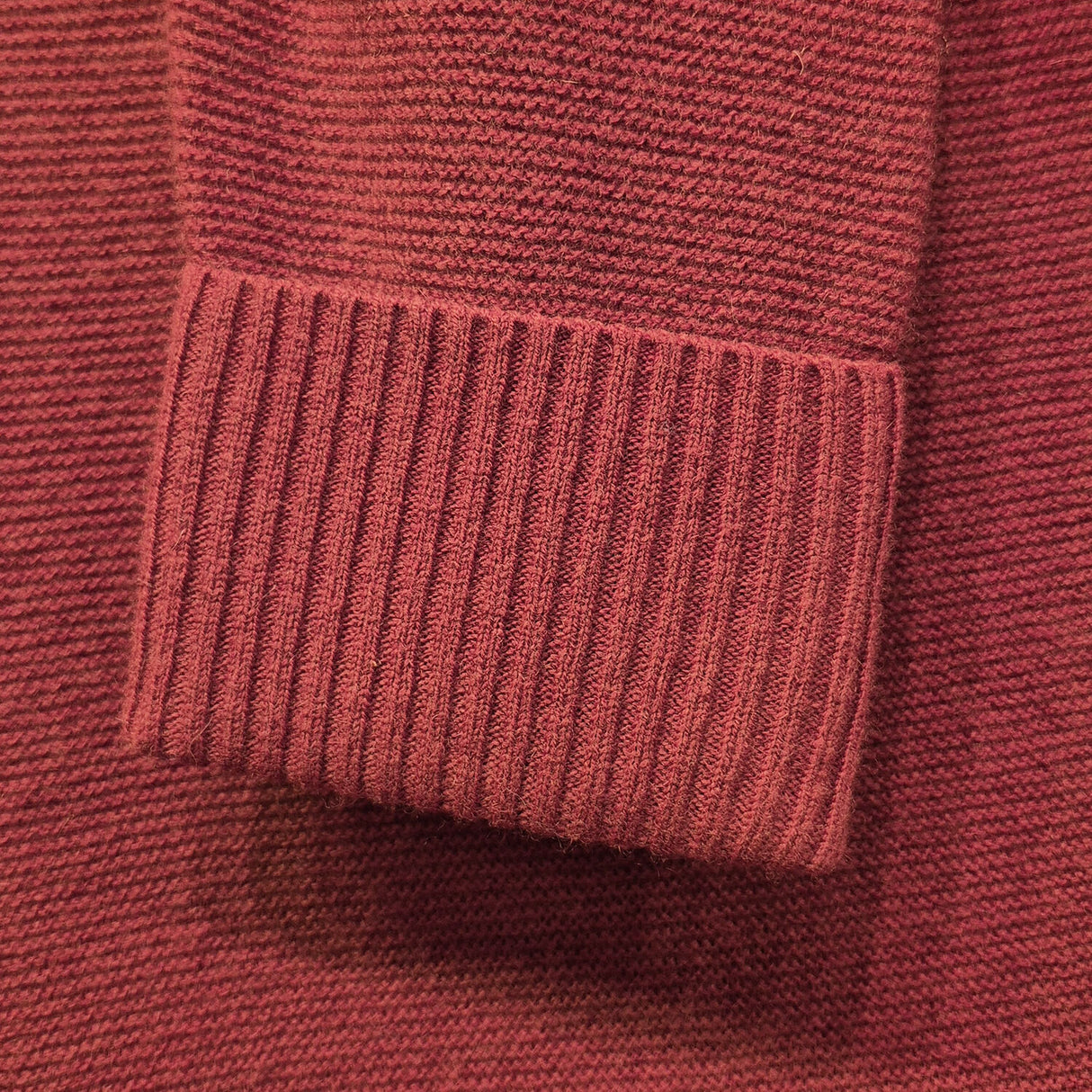 idyl Womens Cashmere Wool Horizontal Rib Jumper - Red (Textured Knit Pullover Sweater)