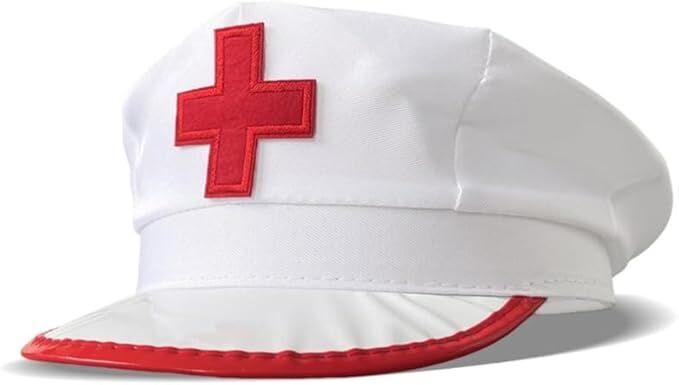 NURSE HAT Doctor Fancy Halloween Party Costume Accessory Cap - White/Red