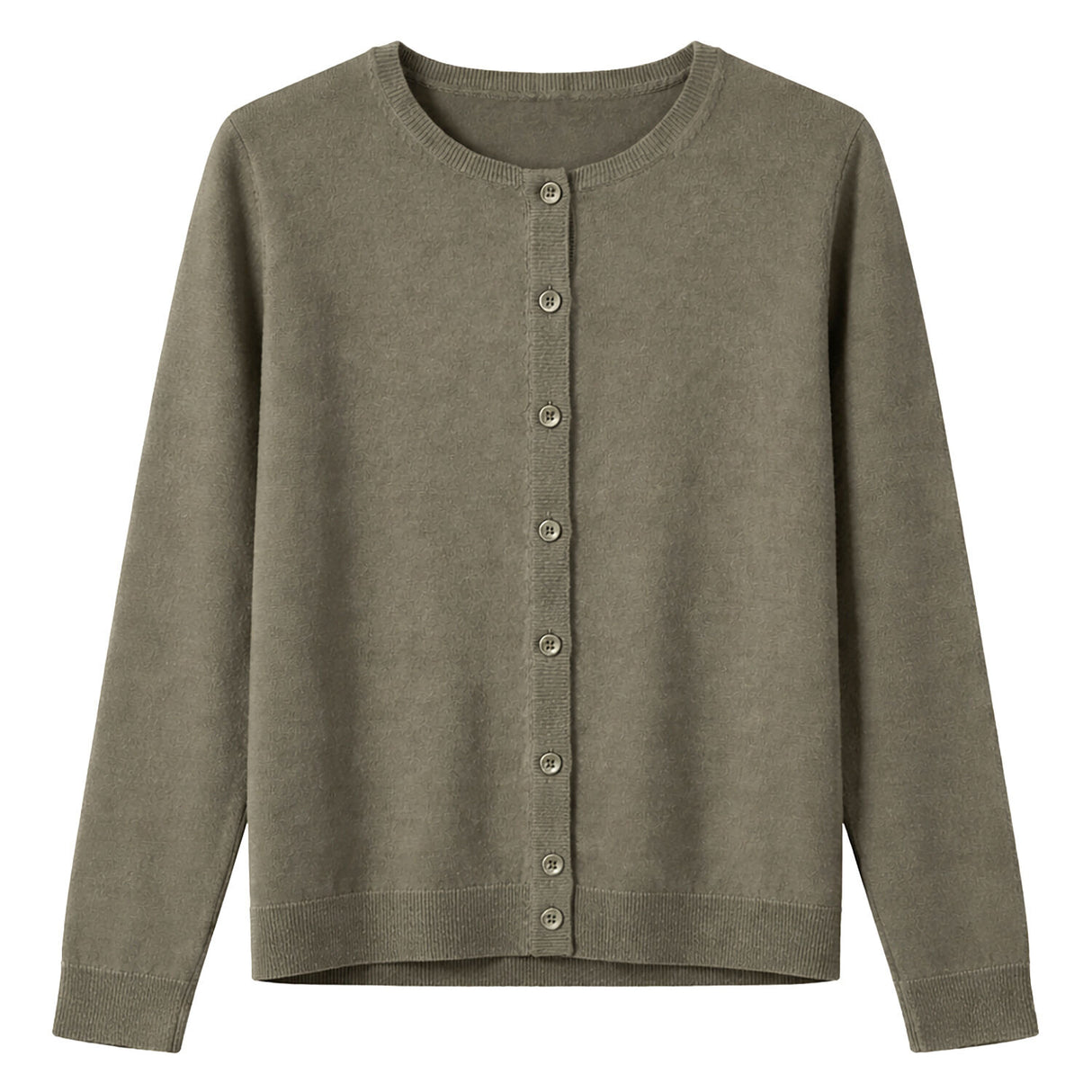 idyl Womens Cashmere Wool Fine Knit Button Cardigan - Green (Regular Length Sweater)