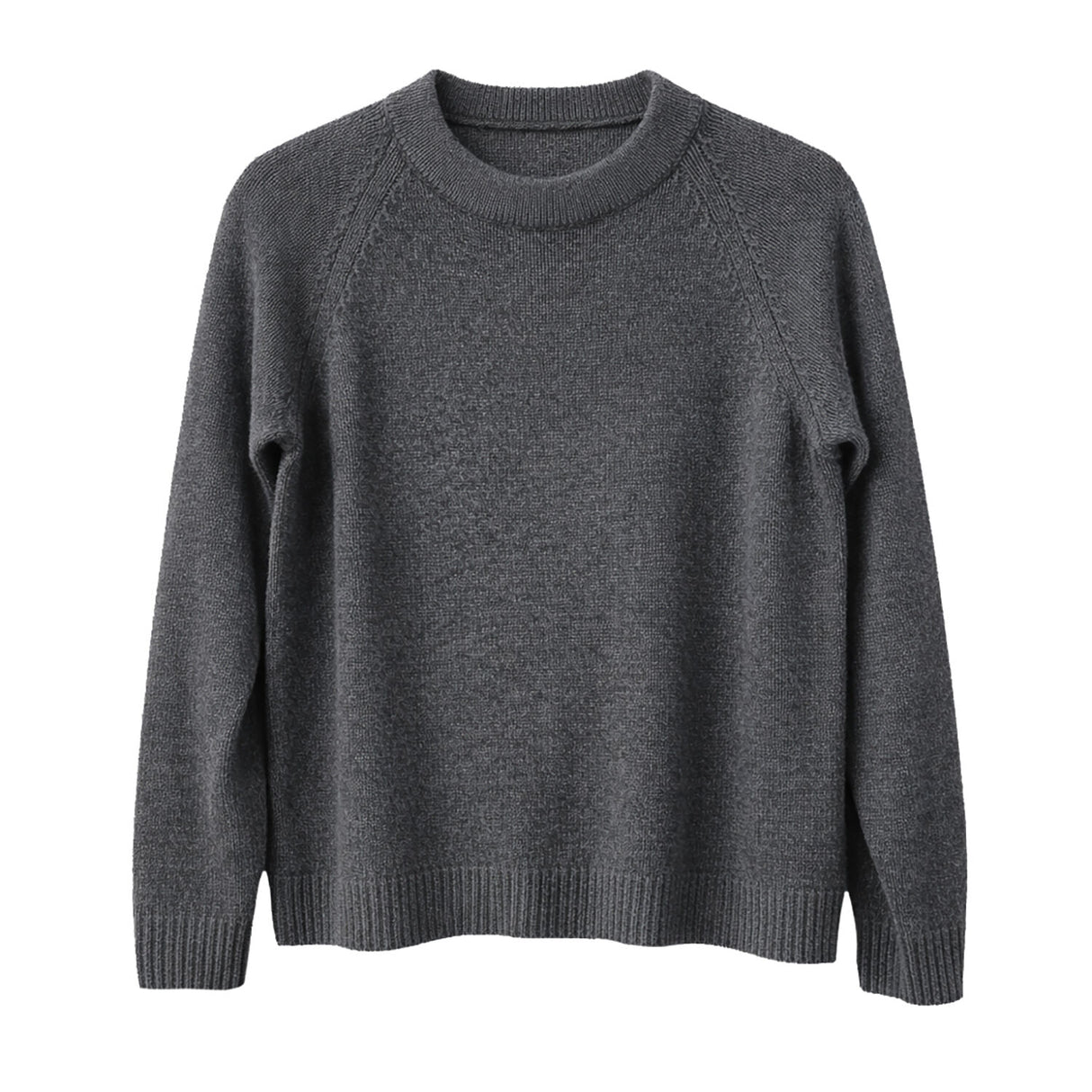 idyl Womens Cashmere Wool Funnel Neck Jumper - Charcoal (Chunky Knit Pullover Sweater)