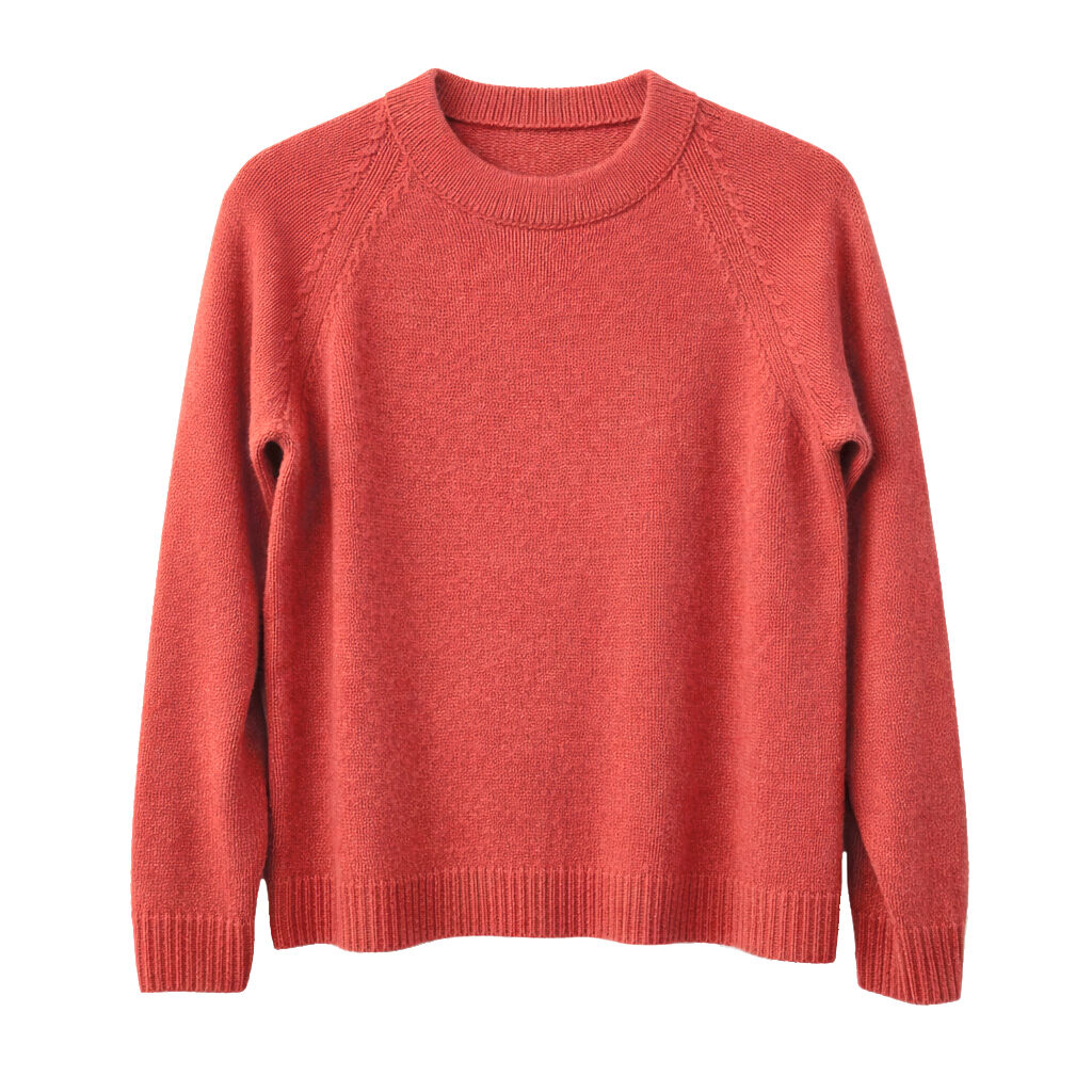 idyl Womens Cashmere Wool Funnel Neck Jumper - Orange (Chunky Knit Pullover Sweater)