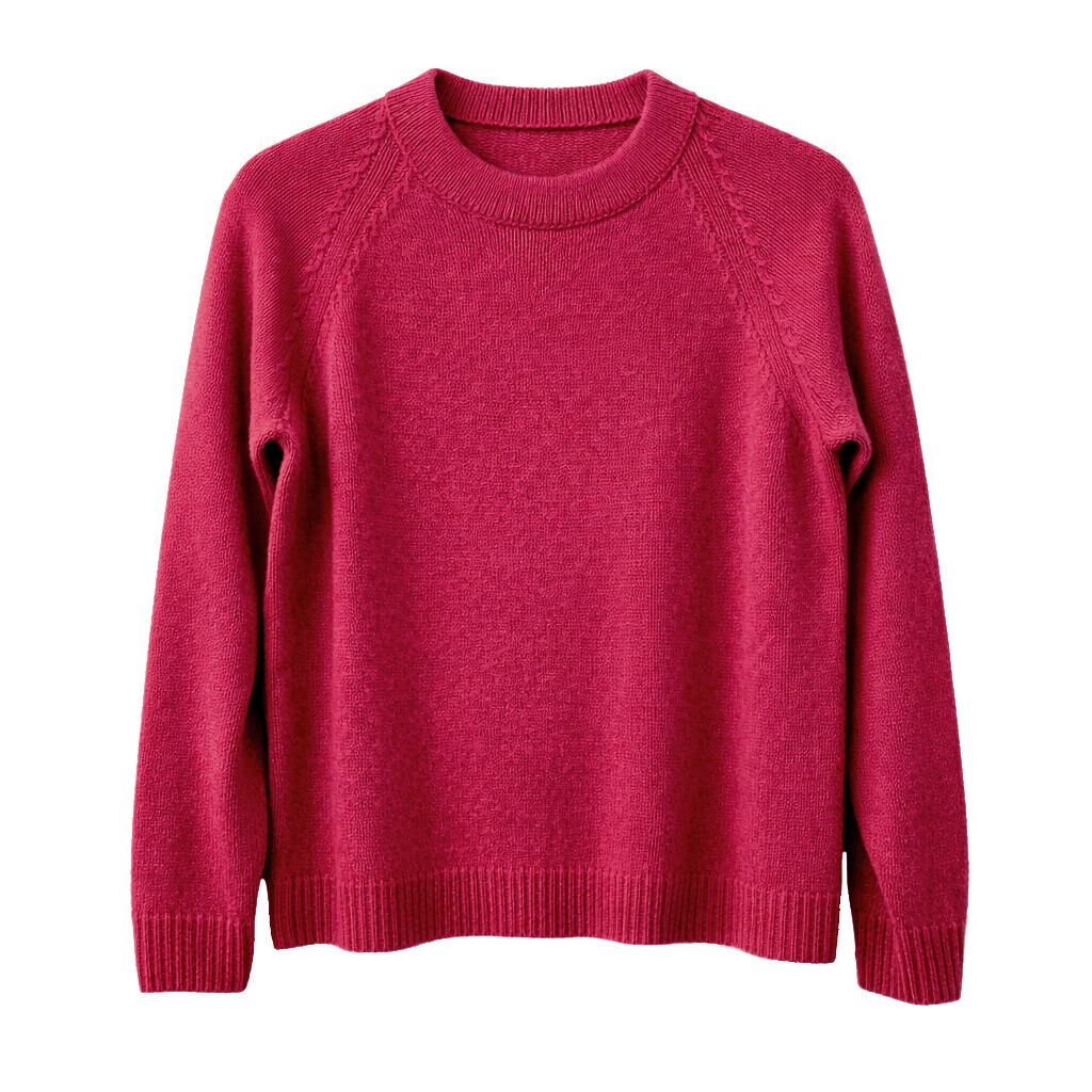 idyl Womens Cashmere Wool Funnel Neck Jumper - Red (Chunky Knit Pullover Sweater)