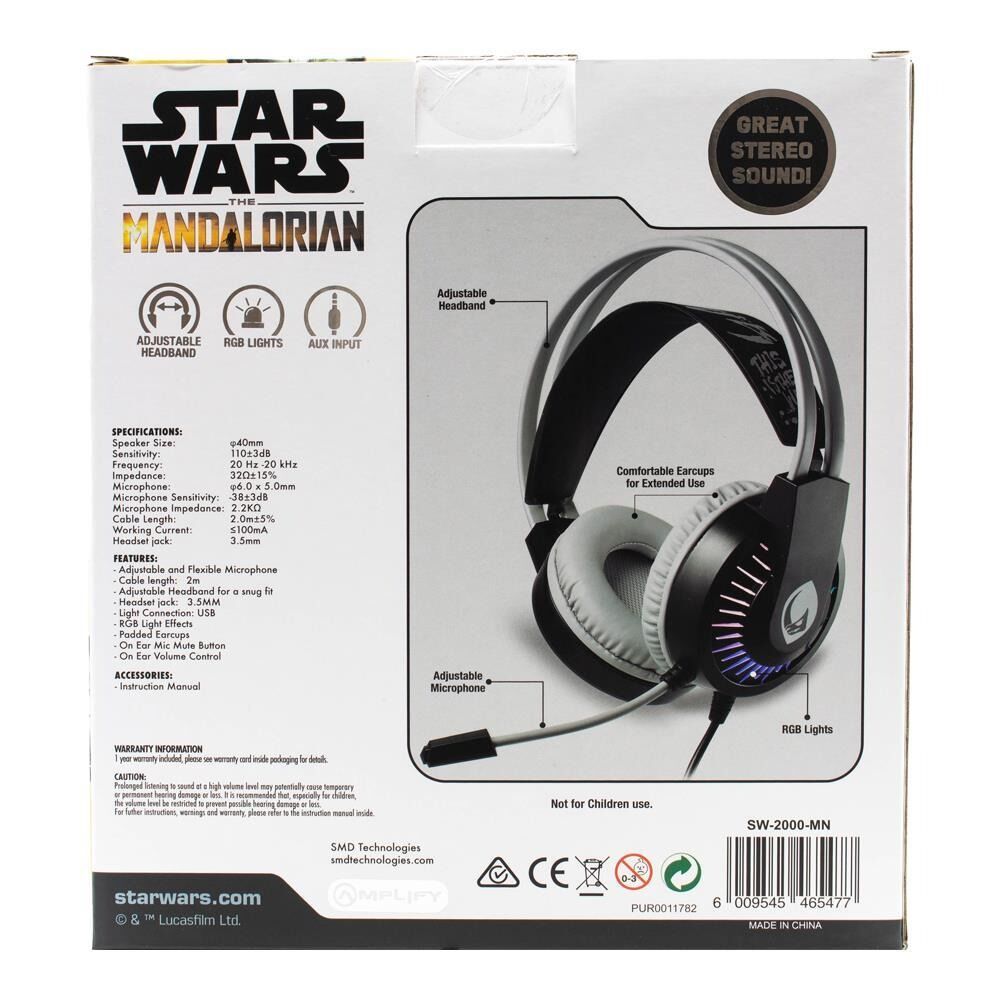 Star Wars the Mandalorian Gaming Headset Headphones Earphones with Microphone