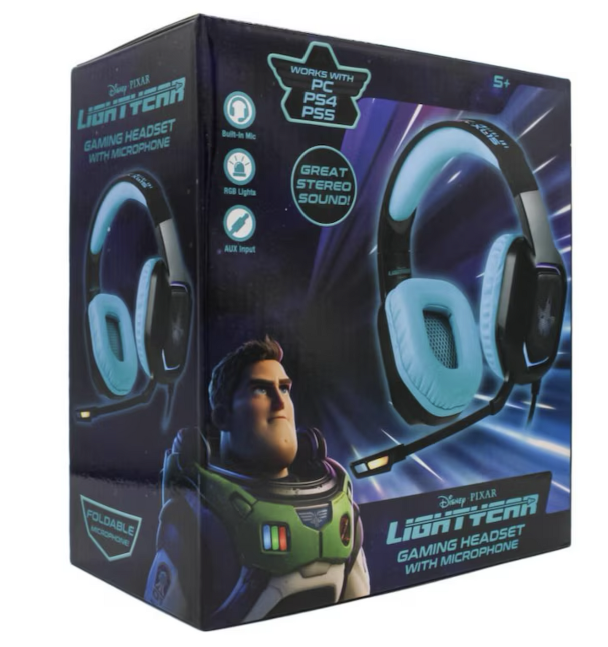 Disney Pixar Lightyear Wired Gaming Headset Headphones w/ Microphone For PC/PS4/PS5 5y+