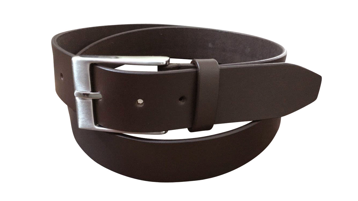 Jacaru 6013 Mens Leather Belt 40mm - Brown (Silver Buckle & Gift Tin)