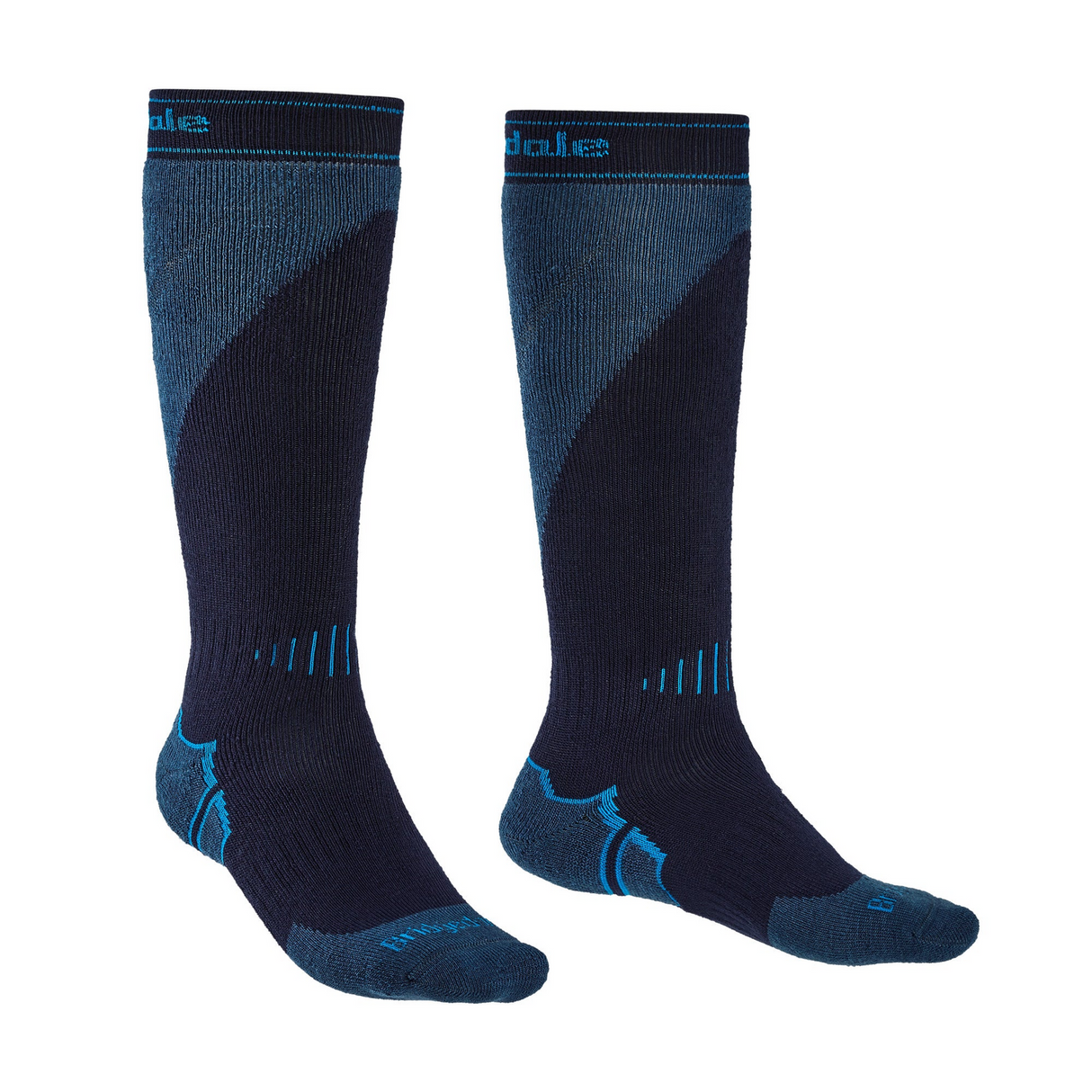 Bridgedale Ski Socks Midweight+ Merino Wool Performance in Navy/Steel Size XL