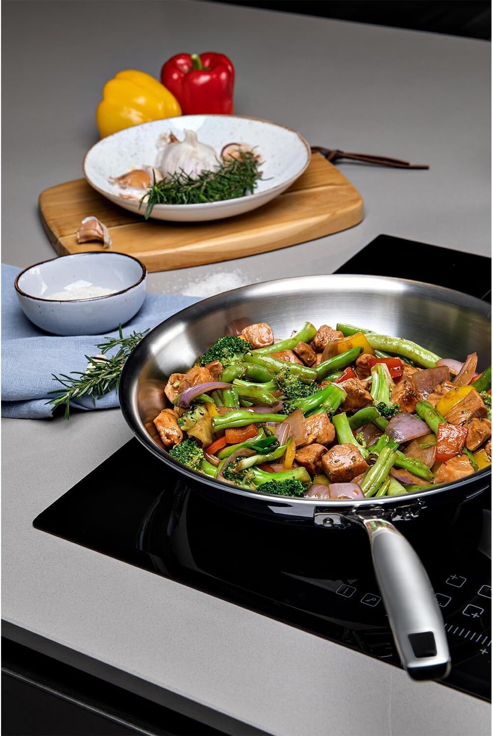Tramontina Grano 26cm Tri-Ply Stainless Steel Frying Pan Skillet 2.2L in Silver