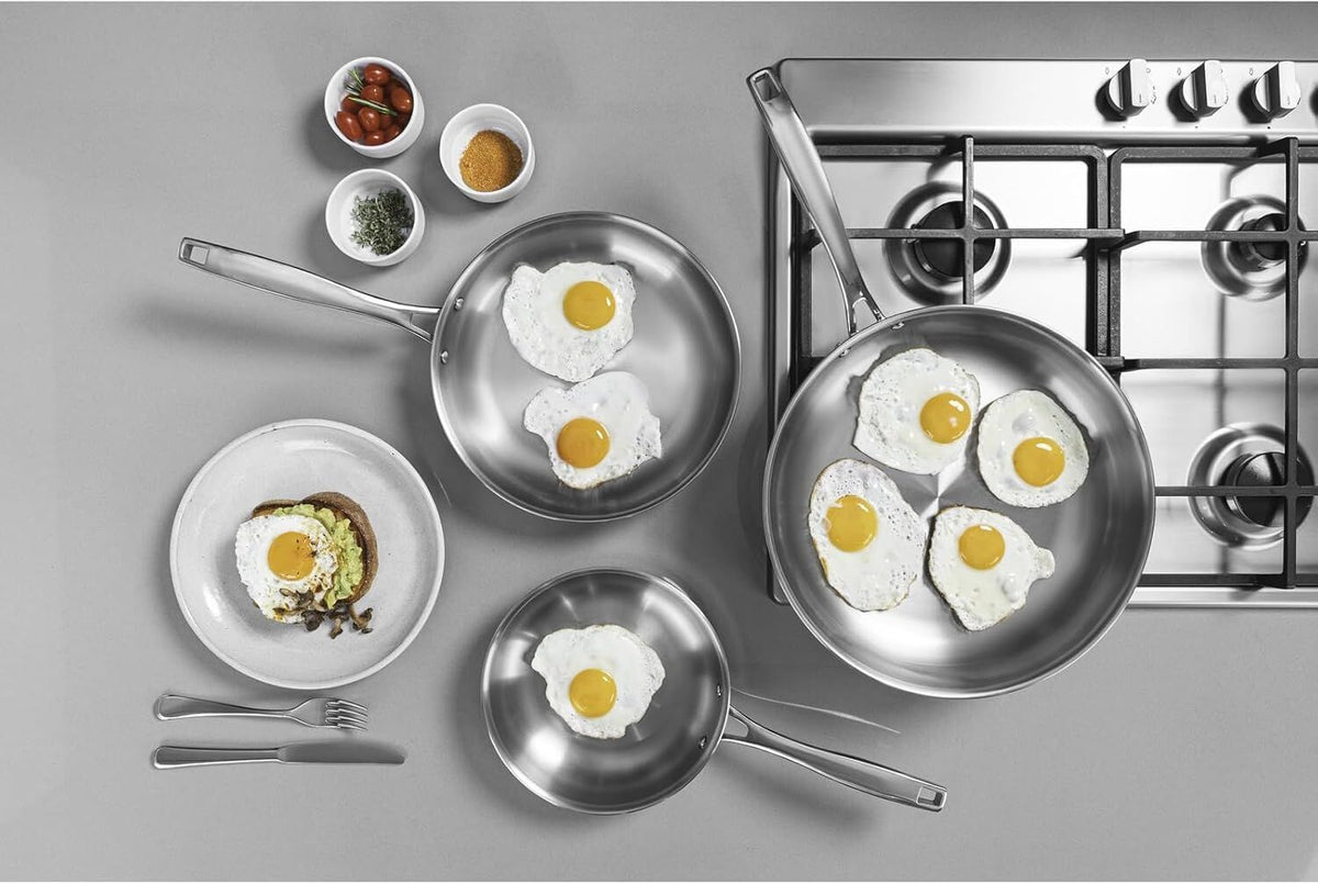 Tramontina Grano 26cm Tri-Ply Stainless Steel Frying Pan Skillet 2.2L in Silver