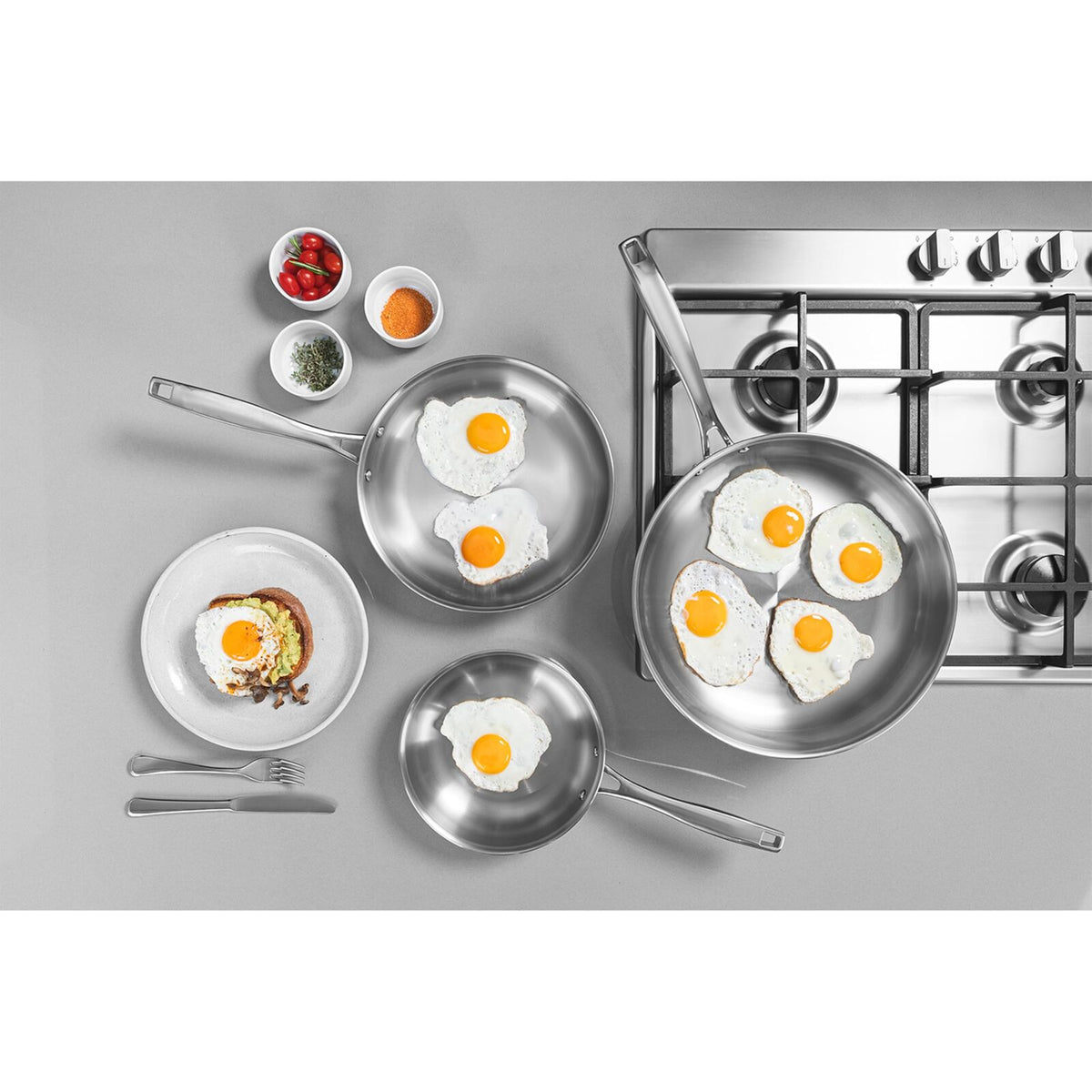 Tramontina 3.4L Grano Tri-Ply Stainless Steel Frying Pan 30cm in Silver