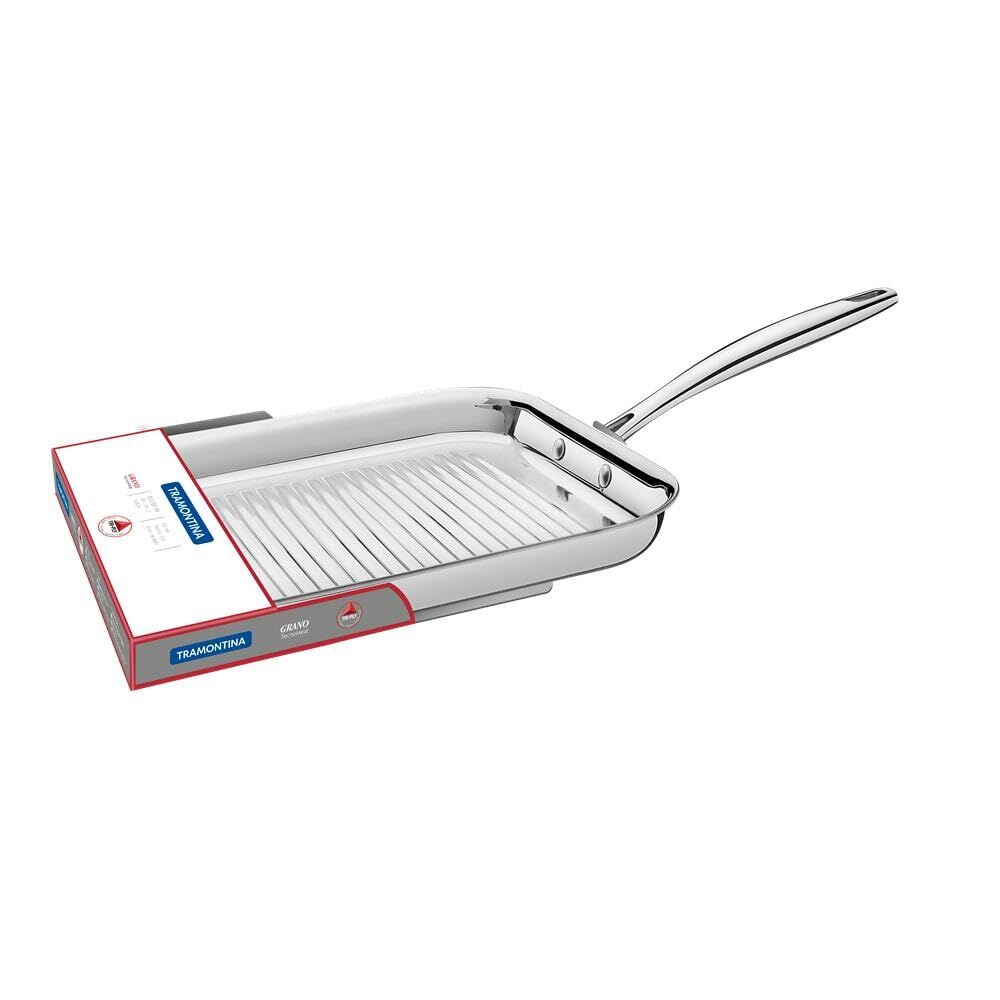 Tramontina 1.2L Grano Stainless Steel Skillet Grill Pan 43.9x23.4cm in Silver